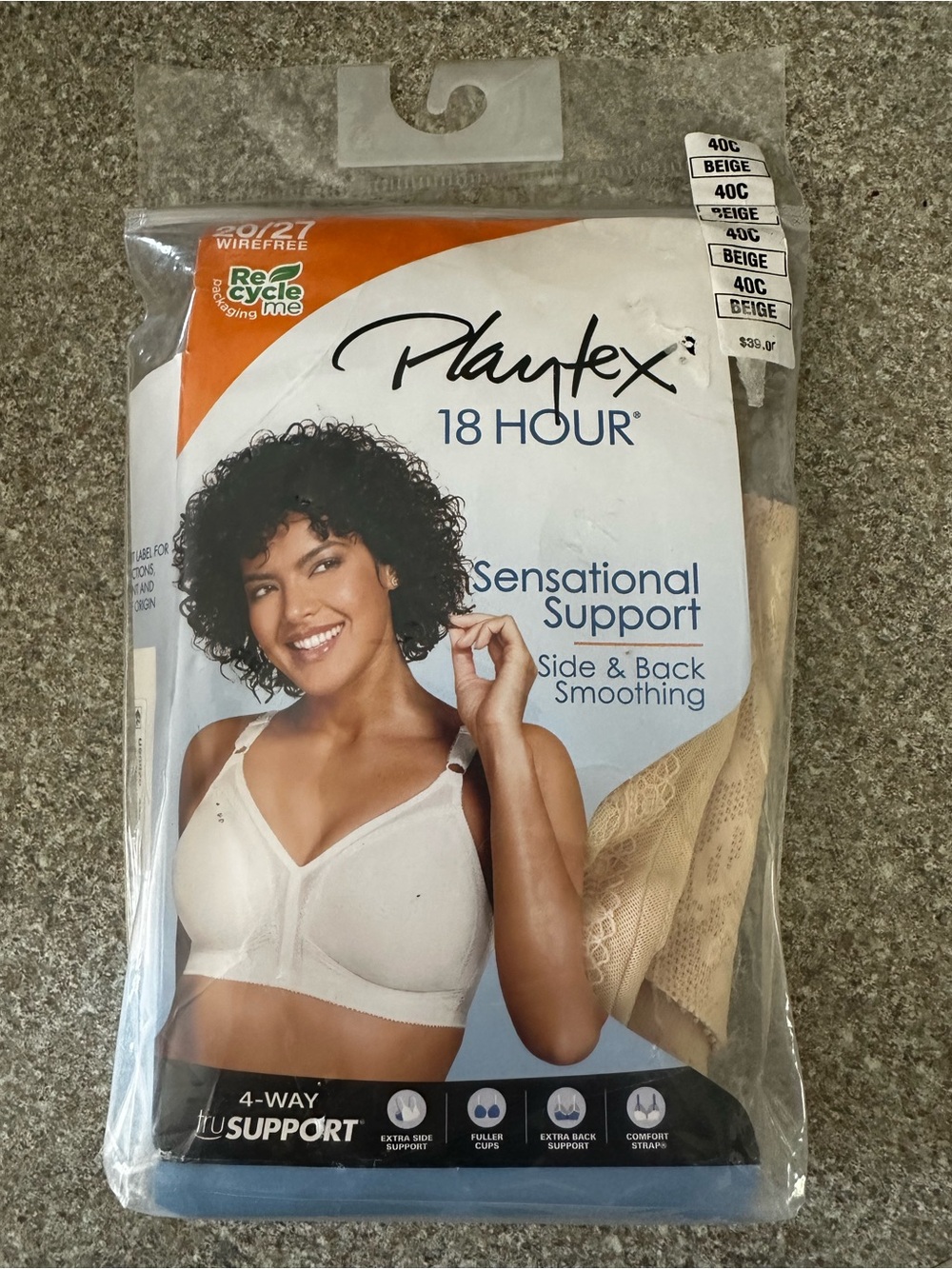 Playtex 18 Hour Sensational Support Bra in Beige/Cream 40C